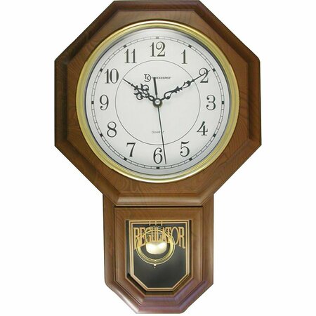 TIMEKEEPER Essex Modern Pendulum 18.75" Wall Clock (Faux Wood) 180WAGM